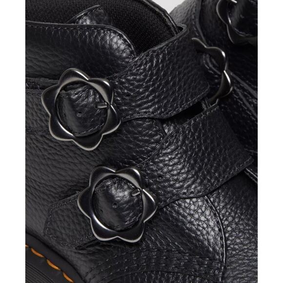 DR. MARTENS DEVON FLOWER BUCKLE LEATHER PLATFORM BOOTS Sz 7 LADIES - Picture 5 of 9